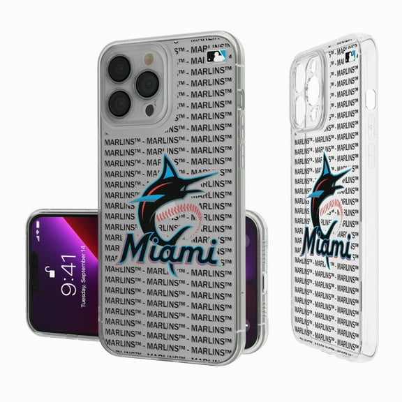Miami Marlins Text Backdrop Clear iPhone Case
