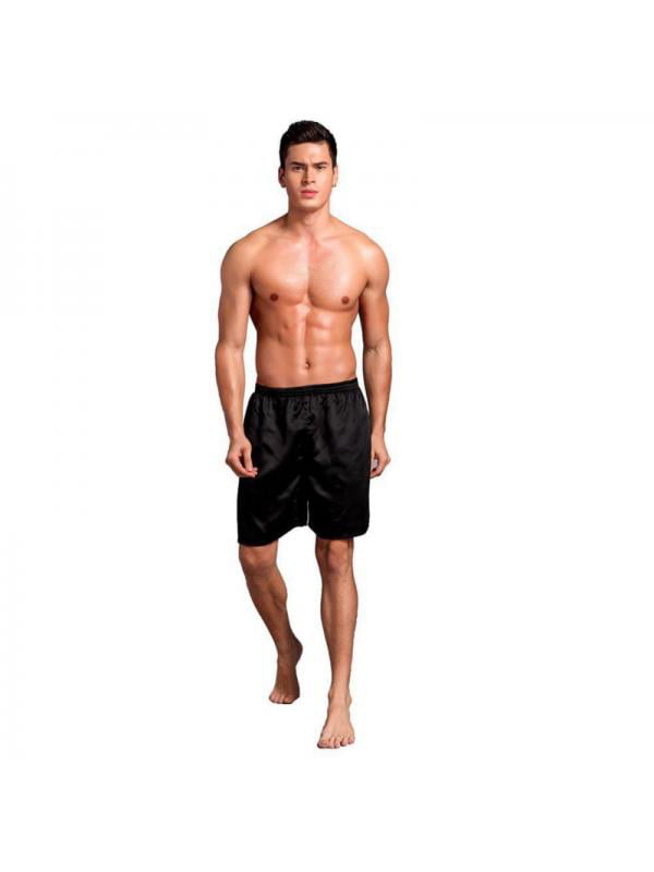 Men Silk Satin Boxers Underwear Shorts Pants Nightwear Pyjamas Sleepwear Casual 