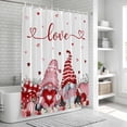 thumbnail image 5 of Valentines Day Gnomes Shower Curtain Set - Small 36" x 72" Washable Bathtub Curtain with 12 Hooks, Pink Red Love Heart Eucalyptus Waterproof Fabric Stall Shower Curtains for Bathroom/Bathtub Décor, 5 of 6