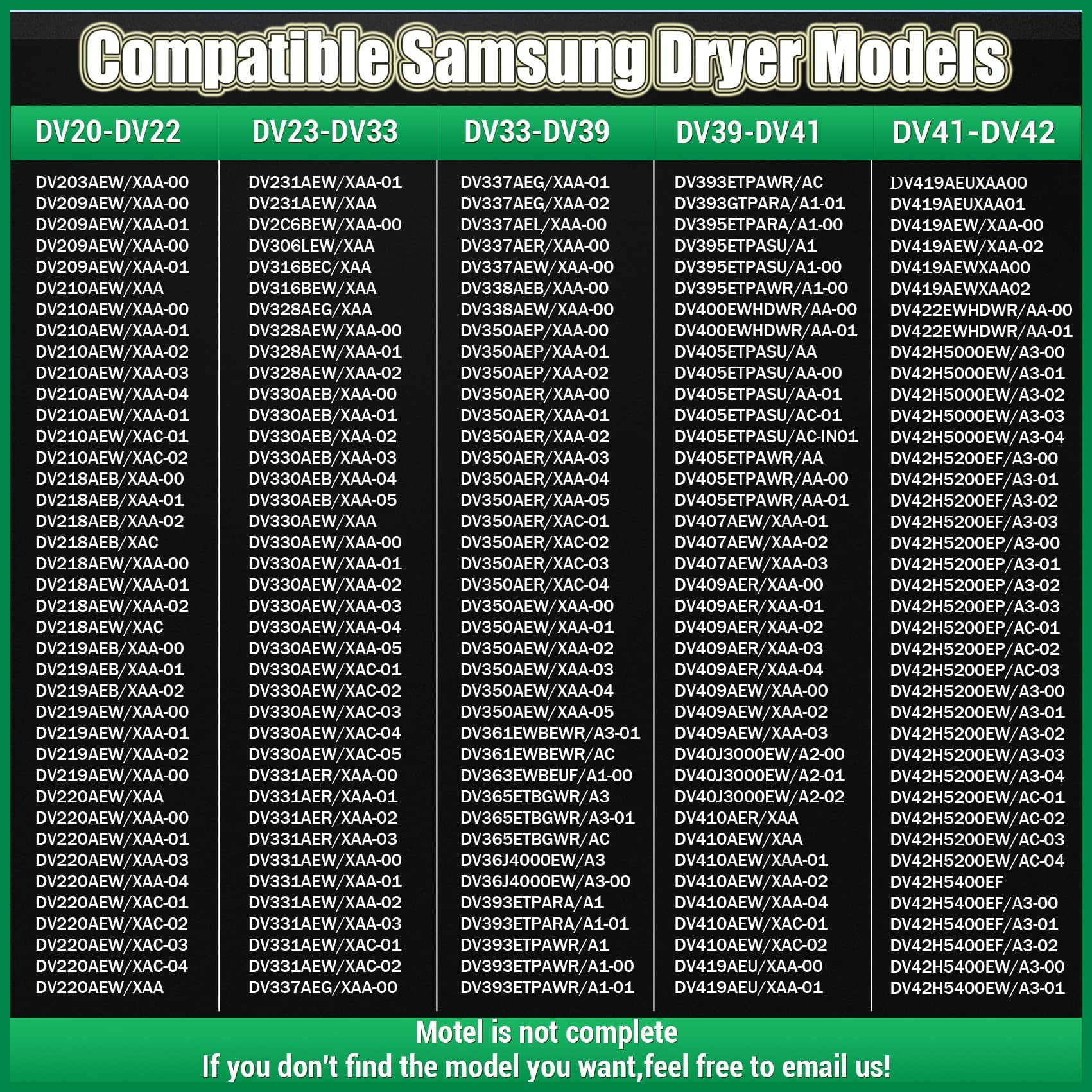 UPGRADED 【95% Nickel】Dryer Heating Element DC47-00019A for Samsung dv42h5000ew/a3 dv45h7000ew/a2 Dryer Parts, Including DC96-00887A, DC47-00016A, DC47-00018A and DC32-00007A