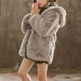 thumbnail image 5 of Yeahdor Kids Girls Casual Warm Coat Thicken Faux Fur Hooded Winter Jacket Outerwear, 5 of 5