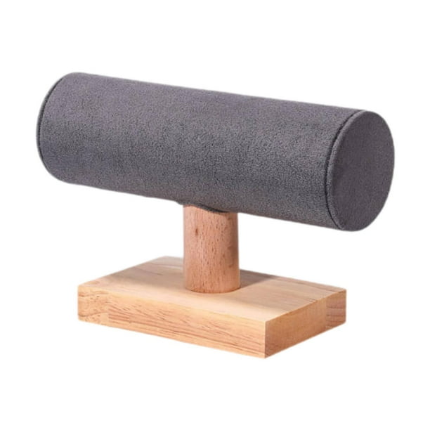 Soporte para pulseras, estante para guardar joyas, base de madera para mesa, expositor de relojes y pulseras. Gris oscuro