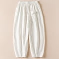 thumbnail image 6 of fheaev Cotton Linen Pants For Women Elastic Waist Casual Pants Flowy Beach Wide Leg Pants With Pockets Summer Casual Loose Comfy Trousers Pants 2024, 6 of 8
