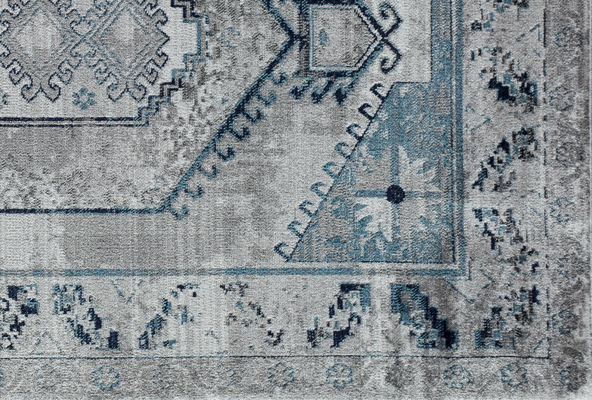 Freida FY10A Misty Blue Vintage Farmhouse Gray Area Rug, 2'6"x8'
