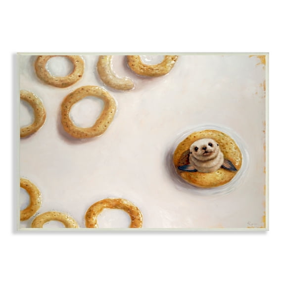 Stupell Industries Sea Lion Seal Swimming Bowl Cereal Milk Wood Wall Art, 15 x 10, Design by Lucia Heffernan