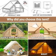 4-6 People for Camping Inflatable Tent, Glamping Tent with Stove Jack , 4 Seasons available Waterproof Blow Up Tent