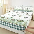 thumbnail image 3 of Feelyou Rustic Farmhouse Duck Twin Sheet Sets, Cartoon Wildlife Twin Fitted Sheet, Green Retro Plaid Flat Sheet, Breathable Home Decor, 3-Piece, 3 of 7