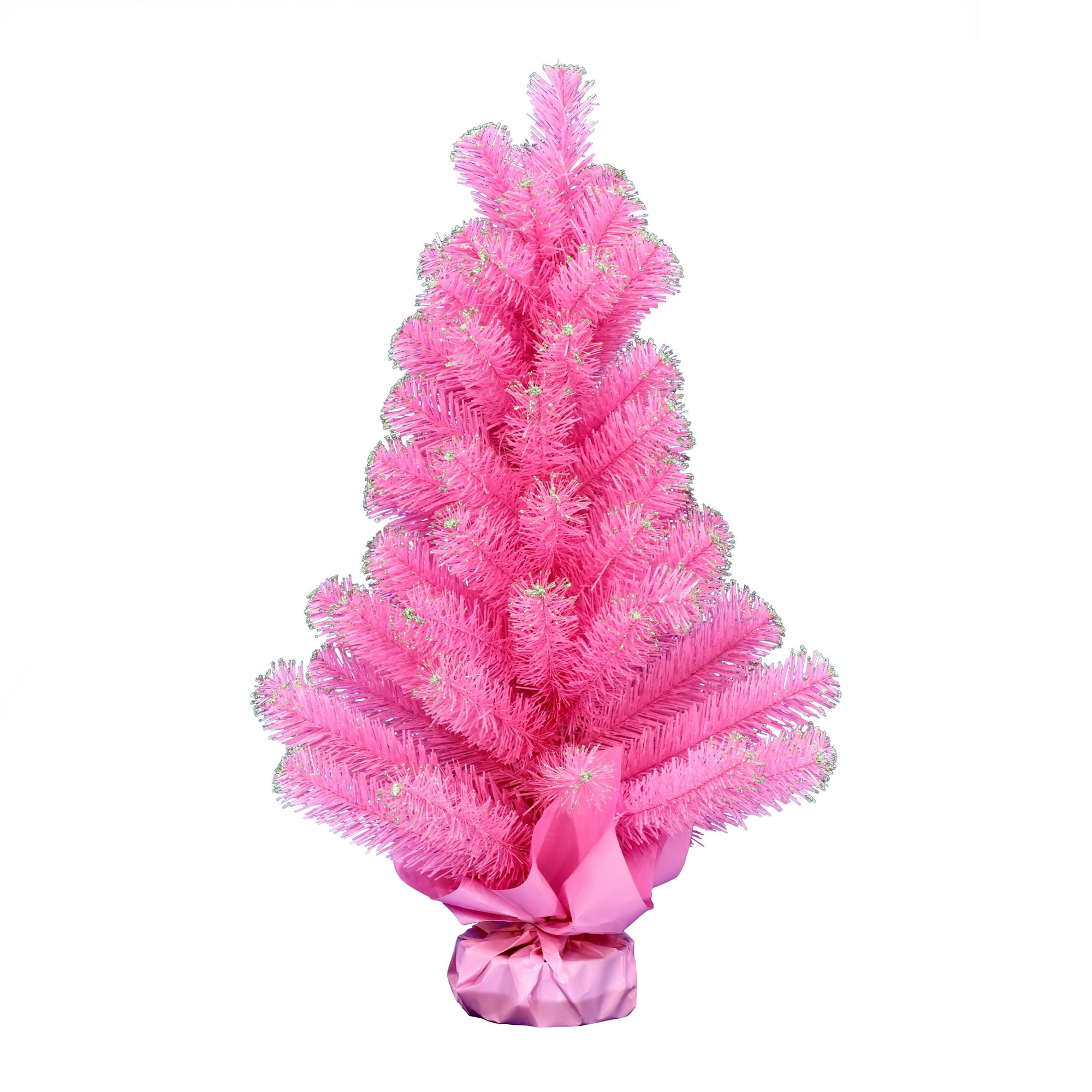 2' x 16" Pink Tinsel Tree 75 Tips