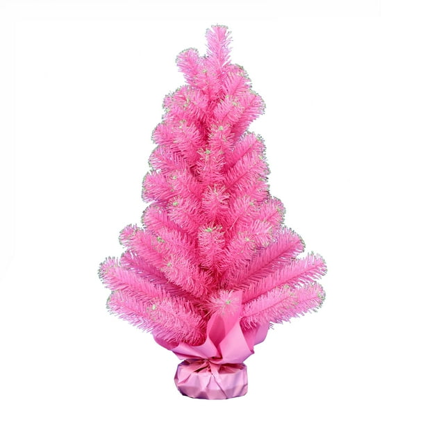 2' x 16" Pink Tinsel Tree 75 Tips