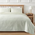 thumbnail image 2 of UNIKOME Lightweight 3 Piece Microfiber Coverlet Set Quilted Design, Ivory, King, 2 of 4