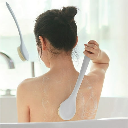 Gnmfd Body Brush with Long Handle 14 Soft Bristles Exfoliating Bath Massage Dry or Wet Use for Men and Women Cleans Hard-to-Reach Areas Spa Style Personal Care Bath Brush