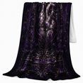 thumbnail image 2 of Gothic Anatomical Heart Thorn Lily and Purple Gem Art, Cozy Flannel Blanket, Home Decor for Gothic Decor Fans, Bedroom and Lounge, Halloween Gift, Dark Victorian Pattern, 2 of 9