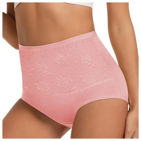 BYHONG Sure Here s A Product Title Based on Your : High Waist Lift Plus Size Seamless Ice Silk Briefs with Rose Flower Design for Women  Women s Panties Red XXL