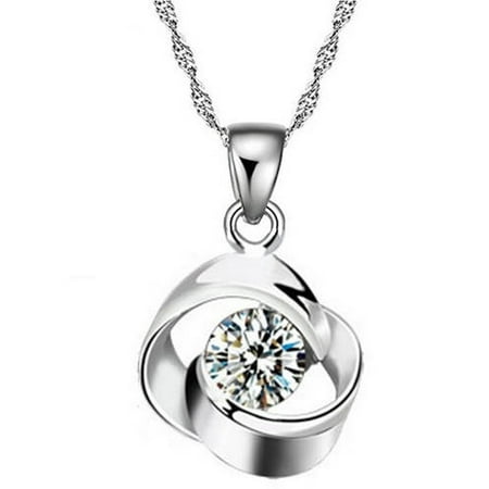 - A&M Designer Inspired Silver-Tone Intertwined Love Knot Necklace, 18