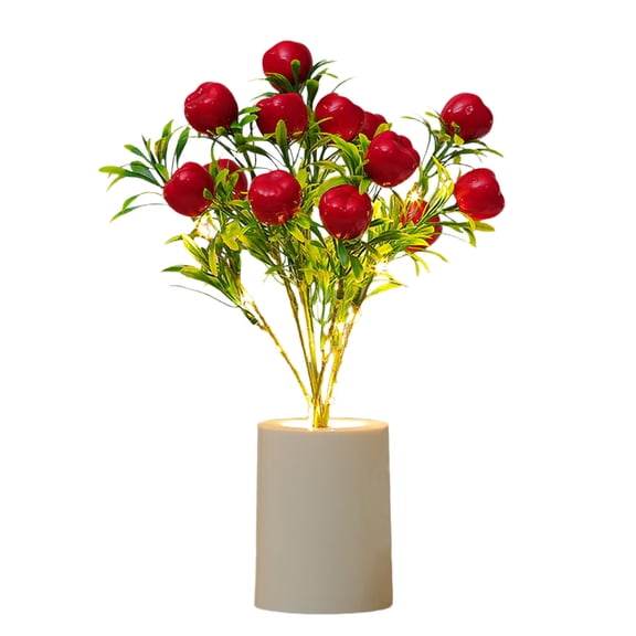 Bcylexb LED Potted Fake Plants Night Light, 10.6" Simulated Rose Bedside Lamp for Bedroom Desktop Home Decor, Ambient Lighting Decorations, Wine