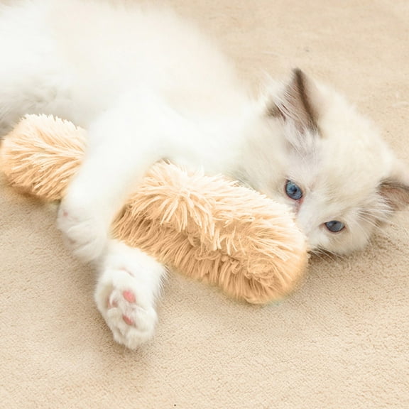 9.44 x 3.93 x 1.18 inch Plush Cat Toy with Catnip and Crinkle Paper Sound Chew Resistant for Playful Entertainment and Hunting Instinct Stimulation (Beige)