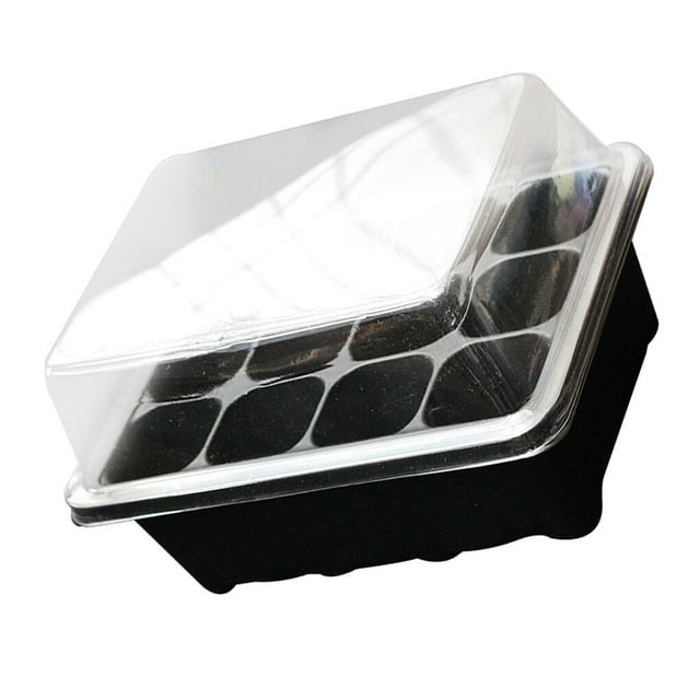 2 Pcs 12 Cellules Plateaux de Semis Plateau de Démarrage de Semis 12 Cellules Plateau Réglable en Humidité Kit de Démarrage de Plantes avec Dôme et Base - Noir