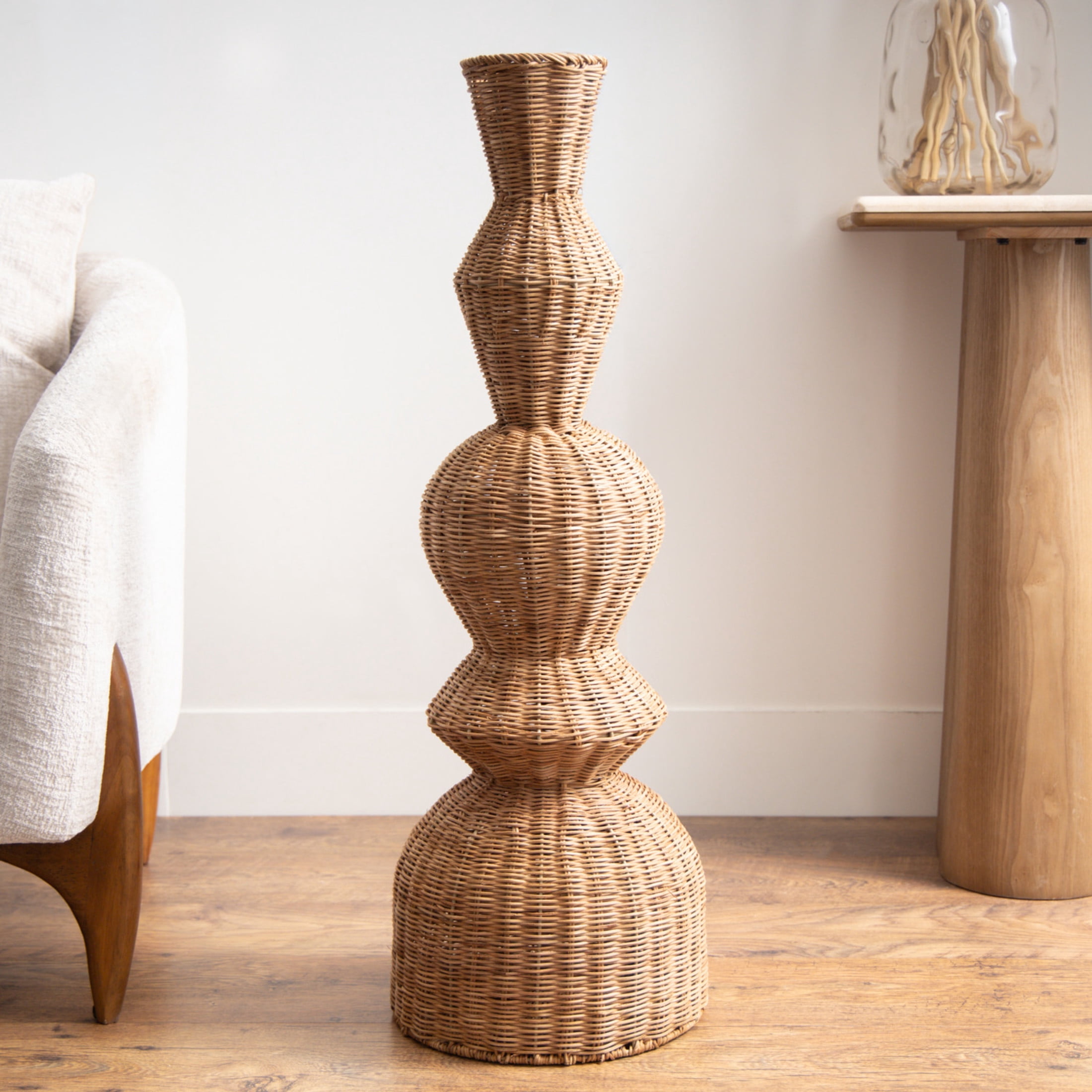 DecMode 36" Handmade Wrapped Brown Seagrass Vase