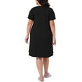 thumbnail image 3 of Agnes Orinda Women's Plus Size Nightgowns Notched V Neck Nightshirt Ruffle Short Sleeve Loungewear Midi Nightdress with Button 4X Black, 3 of 5