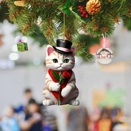 

Valentine s Day Pendant Cute Cartoon Cat Rose Pattern Car Home Decoration Festival Decoration Props