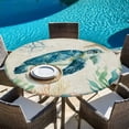 thumbnail image 6 of Sea Turtle Coastal Round Tablecloth, Fitted Table Cover with Elastic for 36"-44" Round Tables, Vintage Nautical Ocean Starfish Compass Table Cloth Outdoor Indoor Dinning Party Waterproof Tablecloths, 6 of 7