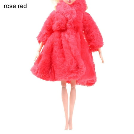 

Girl Gifts Suitable for 27-29cm Clothing Accessories Mini Winter Overcoat Long Coat Nightgown Party Dressing ROSE RED