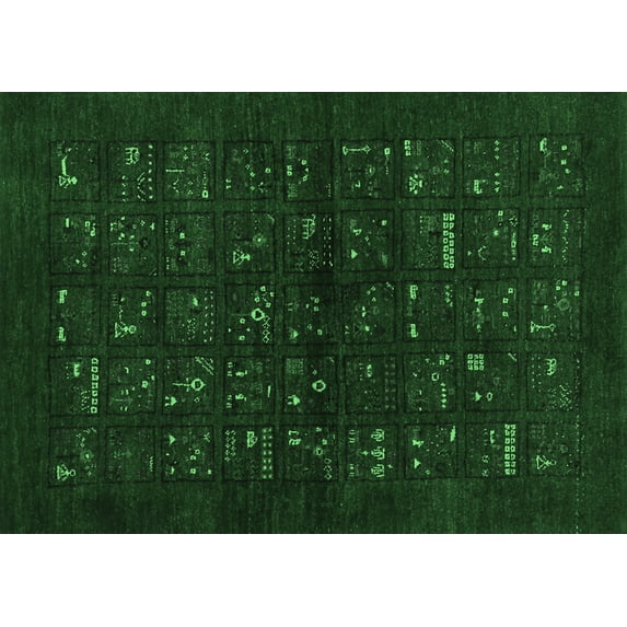 Ahgly Company Indoor Rectangle Abstract Emerald Green Contemporary Area Rugs, 5' x 8'