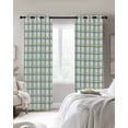 thumbnail image 2 of Blackout Curtains for Bedroom, Turquoise Green Plaid, Room Darkening Window Drapes for Living Room, Abstract Minimalistic Geometric Grid Thermal Insulated Grommet Curtains, 52x84 inch, 2 Panels, 2 of 9