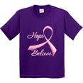 thumbnail image 3 of Inktastic Hope Believe Breast Cancer Ribbon Youth T-Shirt, 3 of 5