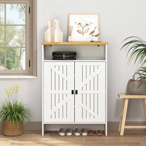 UZUGUL Shoe Storage Cabinet, Free Standing Shoe Organizer with 3 Flip Drawers for Entryway, Narrow 3 Tier Entryway Hidden Shoe Rack with Doors
