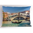 thumbnail image 1 of Venice Pillow Sham Cityscape on a Sunny Day with Rialto Bridge Venetian Grand Canal Travel Destination, Decorative Standard Queen Size Printed Pillowcase, 30 X 20 Inches, Multicolor, by Ambesonne, 1 of 2