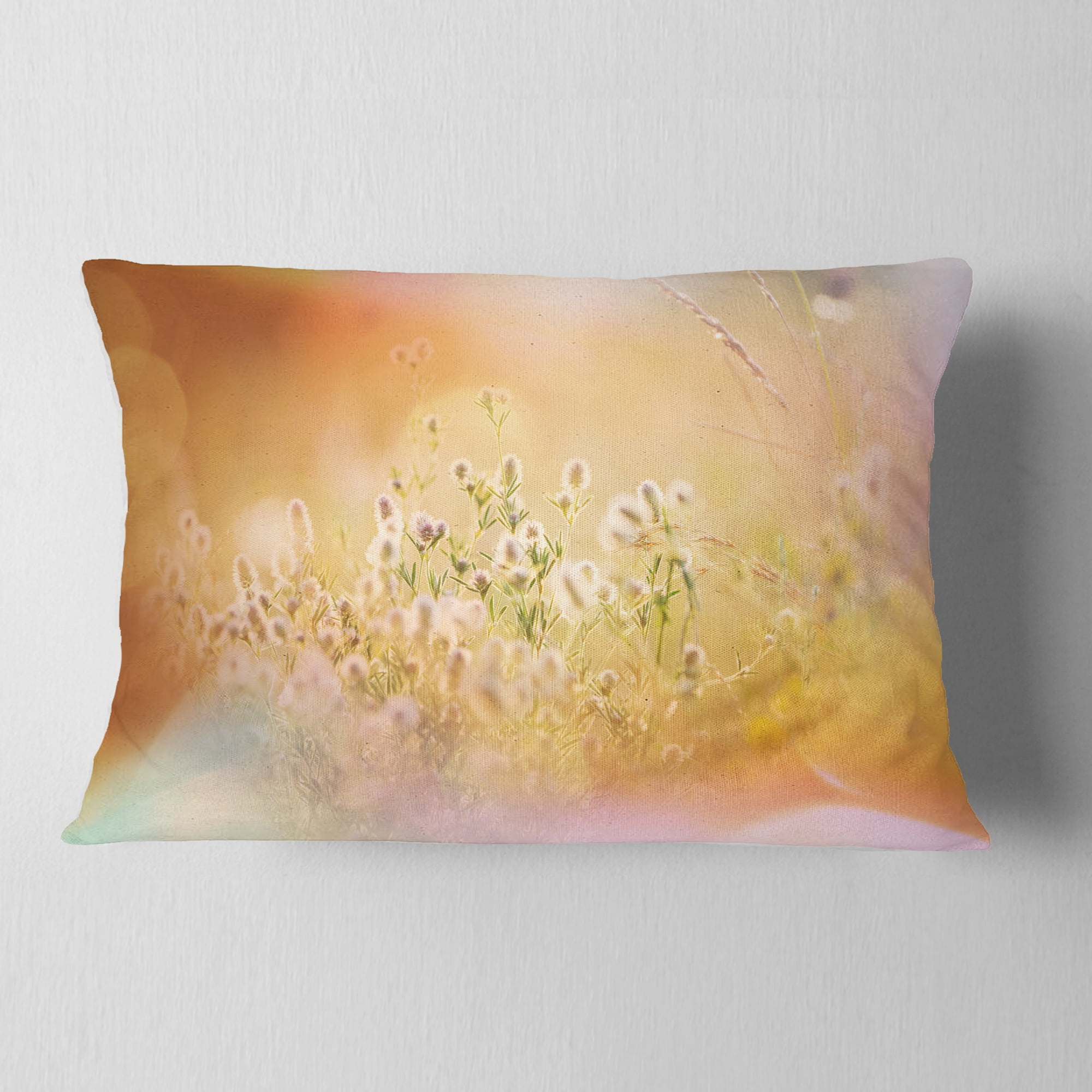 Designart Wild Purple Flowers on Light Background - Flower Throw Pillow - 12x20