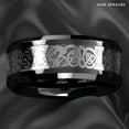thumbnail image 7 of Tungsten Rings for Men Wedding Bands for Him 8mm Silver Celtic Dragon Black Tungsten Carbon, 7 of 7