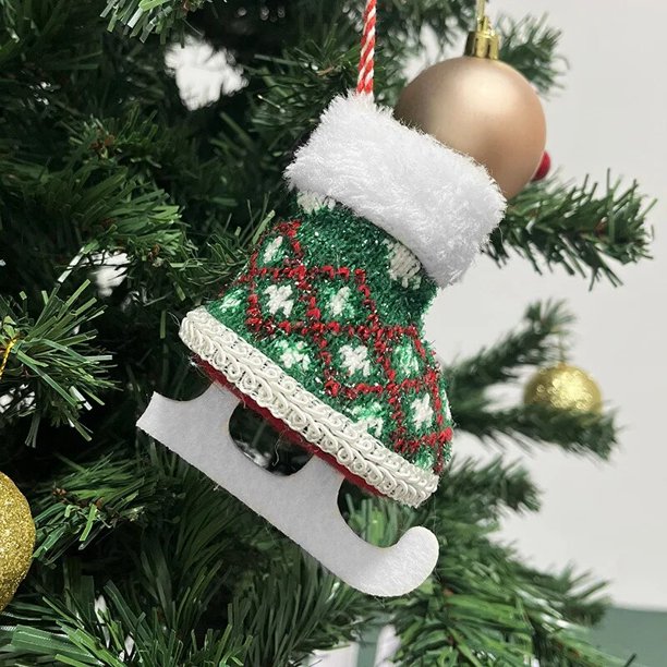 Mini patines de hielo de Feliz Navidad para niños, decoraciones para zapatos, colgantes para el hogar, adornos para árboles de Navidad, Noel, Año Nuevo 2023, regalo para niños, 2024