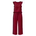 thumbnail image 4 of HAYIMI Womens Summer Outfits Sets 2 Pieces Elegant Casual Fly Sleeve Shirts Tops And Trousers Lightweight Comfortable Everyday For Warm Weather Modern Relaxed Fit Solid Color Trendy Clothing Sets, 4 of 7