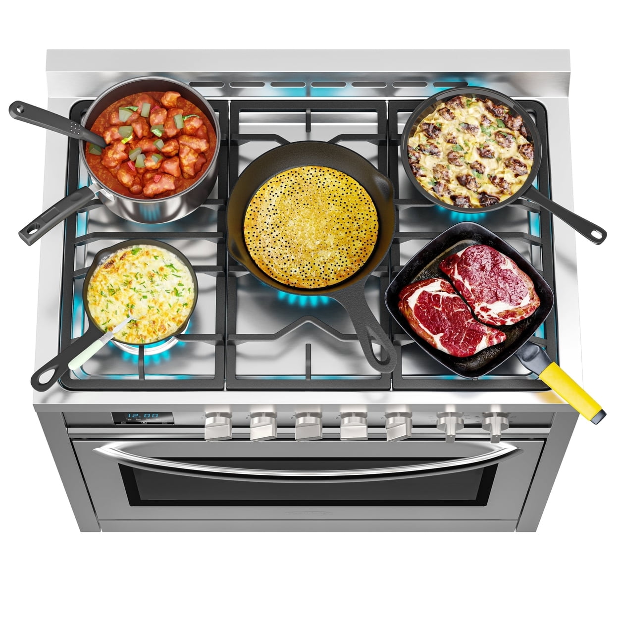 KoolMore 36 in. 5 Burner Freestanding Dual Fuel Range