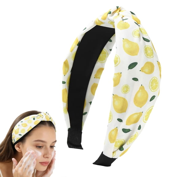 Virenlux Fruits Knotted Headbands for Women Cute Sylish Hair Styling Pieces Head Bands Wide Hairband Accessories for Daily Wear Workout Work, 2 Inch Wide