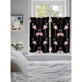thumbnail image 3 of Pink Flamingo Living Room Curtains 2 Panel, Summer Tropical Animals Black Cafe Window Treatment, Farmhouse Bedroom Bathroom Kitchen Curtains Drapes 104"x54", 3 of 6