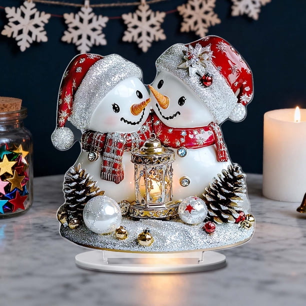 Adorno Navideño Acrílico de 7.8 Pulgadas para Escritorio | Forma de Árbol 2D con Soporte y Base | Decoración Navideña Duradera para El Hogar, La Oficina y La Temporada