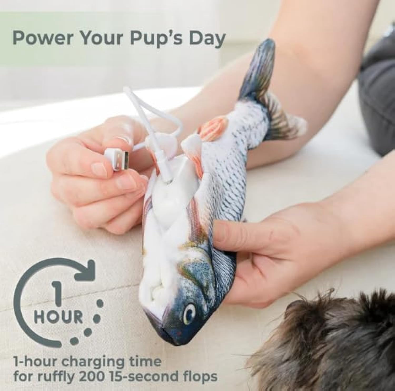Vibrating Fish for Dogs, 2025 New Vibrating Fish Dog Toy, Floppy Fishes Dog Toy, Realistic Flopping Fishes Dog Exercise Toy, for Small/Medium/Large Dogs & Puppies (A+B)