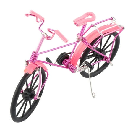 Handmade Sculpture - Aluminium Alloy Vintage Style Desk Decor Handmade Toy Gift Bicycle Model Fuchsia