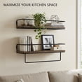thumbnail image 5 of Demi Bonn Rustic Farmhouse Wall Mounted Floating Shelves, Dark Wood with Guardrail & Towel Bar, Invisible Bracket Anti-Sag Shelving for Bathroom Kitchen Living Room, 5 of 6