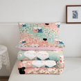 thumbnail image 5 of Manfei Kawaii Kimono Cat Full Size Comforter Sets, Blossoms Branch Bedding Comforter Set, Pink Teal, Pink Reversible, 3pcs, 1 Comforter and 2 Pillowcases, 5 of 7