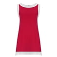 thumbnail image 3 of Robe d'Été à Manches Courtes pour Femmes Col Rond Col en V Solide Décontractée Mini Robe Patineuse Ensemble Deux Pièces, Jupe d'Été Courte, 3 of 6
