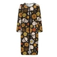 thumbnail image 3 of Yuyamidu Skull Zipper Front Robes Women House Coat Long Sleeve Bathrobe Sunflower Mid-Calf Length Crewneck House Robe Women's Long Sleeve Nightgown Pjs Size 2XL, 3 of 7