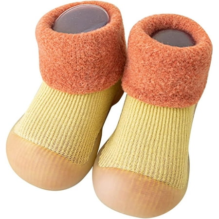 

QWZNDZGR Toddler Socks Shoes Baby Non-Slip Soft Bottom First Walking Shoes Non-Slip Rubber Sole Shoes for Girls Boys