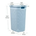 thumbnail image 4 of Mind Reader 60L Slim Laundry Hamper, Clothes Basket, Lid, Wicker Design, Plastic, Baby Blue, 4 of 8