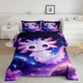 thumbnail image 2 of Feelyou 3D Kawaii Axolotl Full Size Comforter Sets for Child, Glitter Outer Space Bedding Comforter Set, Psychedelic Galaxy Planet Reversible Bedding Sets, Lightweight Room Decor, 3-Piece, 2 of 8