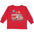 thumbnail image 3 of Inktastic Valentine's Day Fire Truck with Hearts Boys or Girls Long Sleeve Toddler T-Shirt, 3 of 5