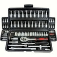 thumbnail image 2 of Bourvill 46-Piece 1/4 inch Drive Socket Wrench & Set, Black Finish, 46-Piece, 2 of 13